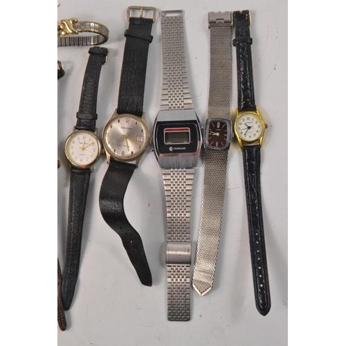 5 - A collection of ladies and gents wrist watches to include a TRAFALGAR digital wrist watch, INGERSOL,... 