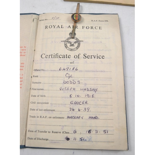 111 - ROYAL AIR FORCE Certificate of Service book for Joseph Dodds