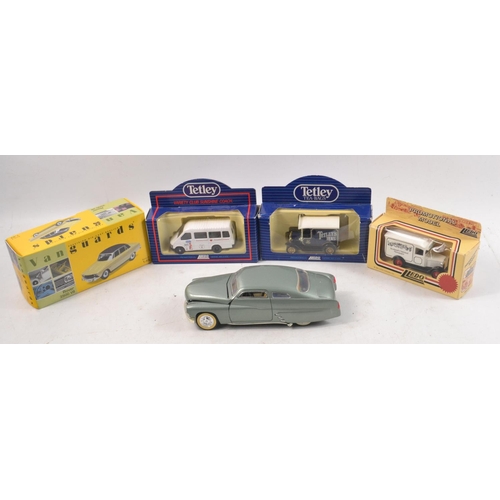 232 - Precision Diecast  Vanguards Rover 3500 V8 boxed, Llero boxed set of three cars to include a Tetley ... 