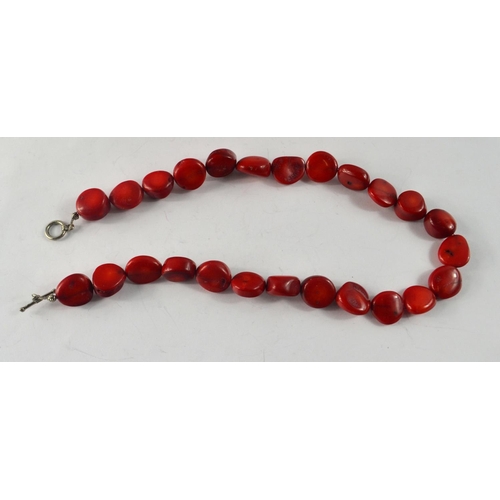 30 - Vintage Red natural coral necklace 42cm length