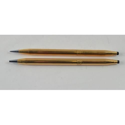 38 - A pair of 14 carat filled CROSS pen and propelling pencil set