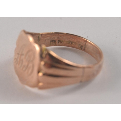 4 - 375 stamped yellow gold wedding band size R weight 2.5g approx, another 375 stamped wedding band siz... 