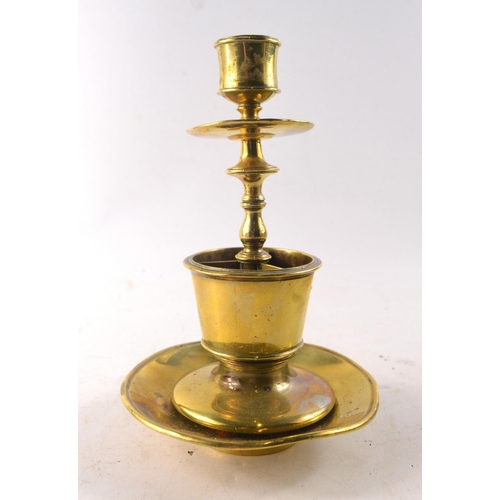 63 - A Victorian brass candle and match holder