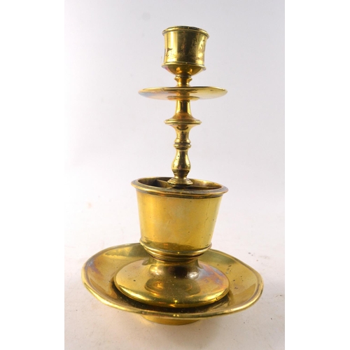 63 - A Victorian brass candle and match holder