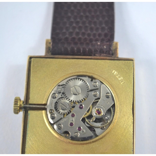 7 - 9ct gold cased ROTARY 21 Jewel Incabloc wristwatch with unusual square face. Back casing also marked... 