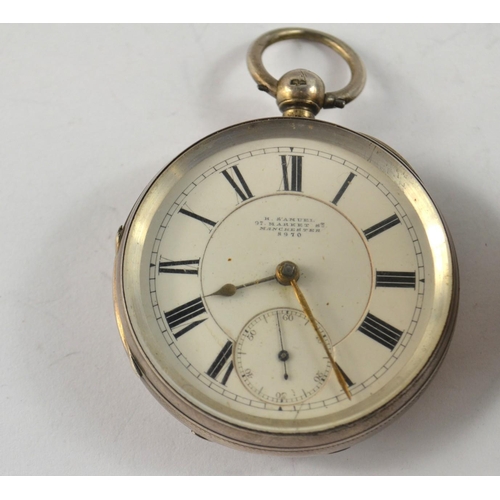 76 - A vintage H Samuel silver pocket watch 5cm Diameter gross weight 134g  With a silver Theo Gaunt made... 