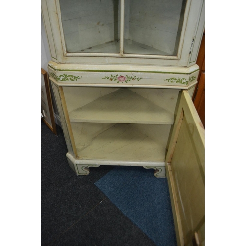 16 - Antique Austrian style hand painted corner cabinet