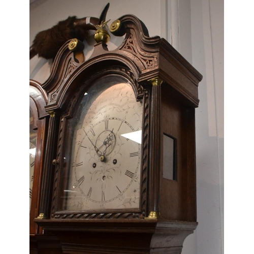 18 - EDINBURGH maker antique oak cased grandfather clock