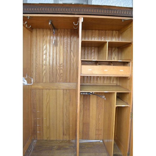 68 - Stylish vintage oak two door wardrobe with fitted interior