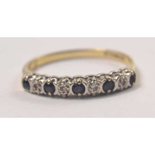 2 - 375 stamped yellow gold ladies diamond and sapphire eternity ring size N