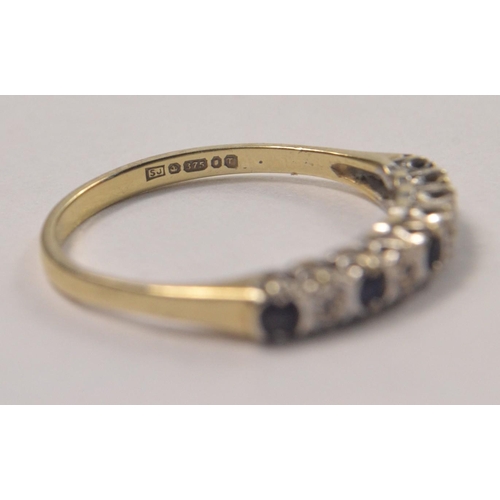 2 - 375 stamped yellow gold ladies diamond and sapphire eternity ring size N