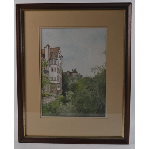 220 - WILLIAM TUNNICLIFFE British b1956- watercolour 'Ramsay Gardens and Castle' Edinburgh. Condition Repo... 