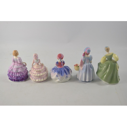 281 - Selection of 5 Royal Doulton figures to include 'Wendy' HN2109, 'Fair Maiden' HN2211, 'Monica' HN146... 