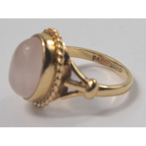 3 - Stunning vintage 375 yellow gold Birmingham stamped ladies with white moonstone? in oval shape ring ... 