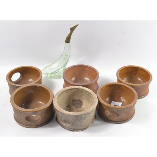 382 - 6 vintage glazed pottery planters?