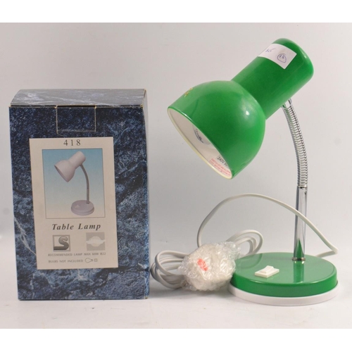 384 - A retro green table lamp with bendy shaft still in its bix