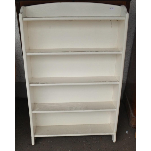 432 - Old Solid free standing white painted floor bookcase 4 shelf