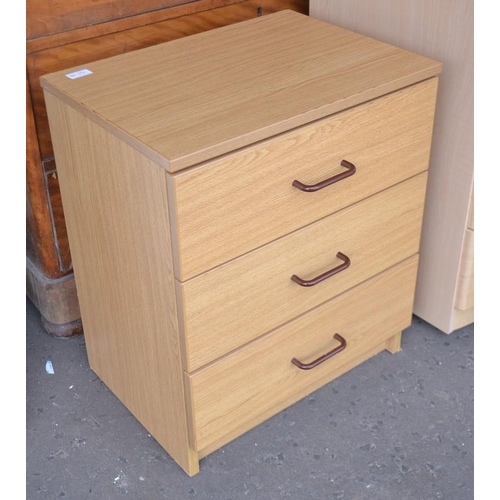 436 - Light ash style bedside drawer cabinet x 3 drawer