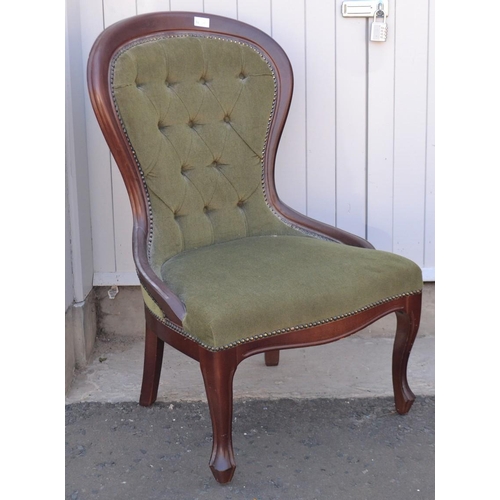 472 - Nice nursery style chair in green velvet covering