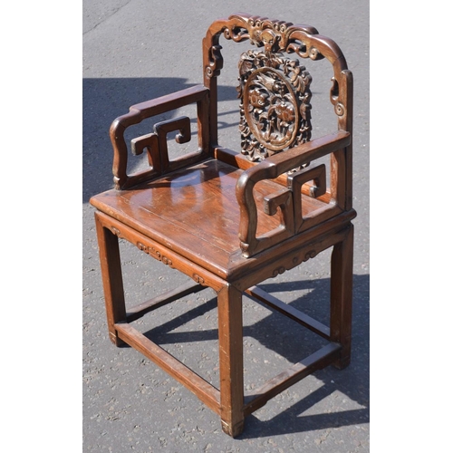 475 - Oriental vintage carved chair, requires some tlc