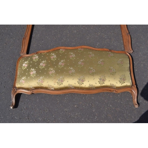 481 - Vintage style French padded double bed with two supporting struts and small bag of fittings