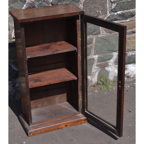 487 - Small standing Victorian oak & glazed cupboard with three shelves