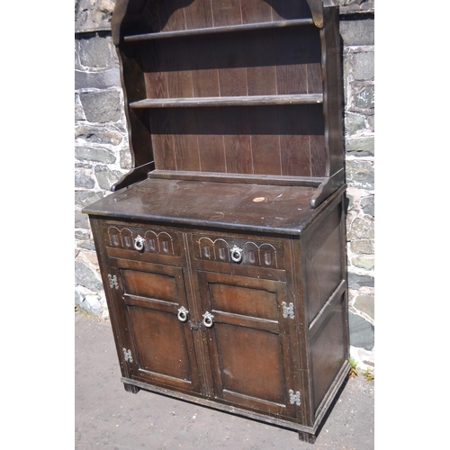 488 - Vintage ERCOL style small dresser with two drawers and two cupboard doors