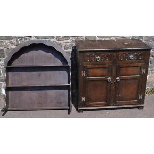 488 - Vintage ERCOL style small dresser with two drawers and two cupboard doors