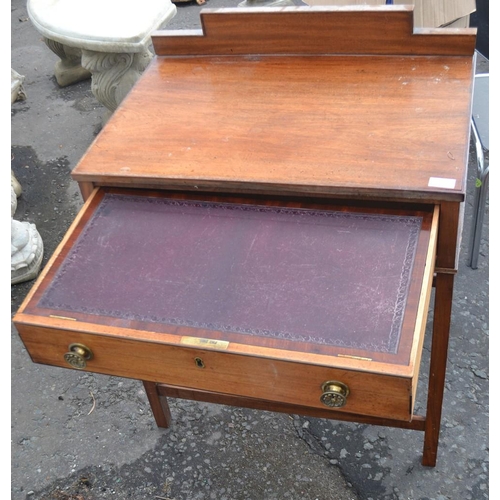 508 - Small Edwardian writing desk 2.5ft wide by 2ft depth, writing desk leather pad pulls out of drawer