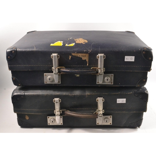 527 - Pair of vintage suitcases finished in navy