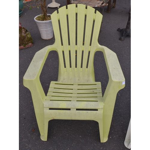 571 - Resin lime green garden sloping backer chair