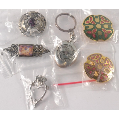 24 - Vintage 60s and 70s CELTIC brooches and a key ring