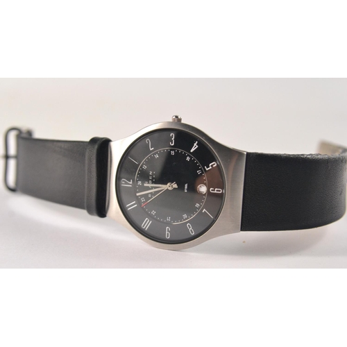 34 - Gents SKAGEN GRENAN wrist watch Model 233XXLSBB in nice condition with black watch strap.