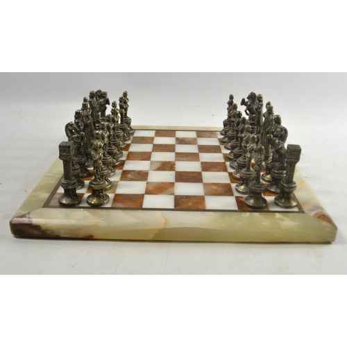 114 - An Onynx full chess board and white metal pieces all the way from Greece!(Athens)