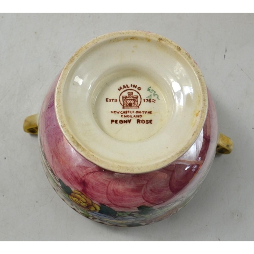 127 - Two pieces of lustre MALING WARE to include  a vase16cm high in and a small bowl 6cm H( small chip i... 