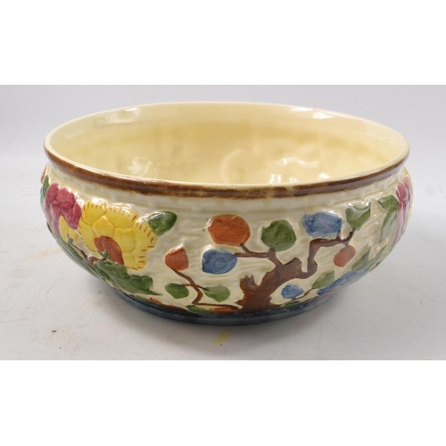 137 - INDIAN TREE vintage fruit bowl decked in floral decoration