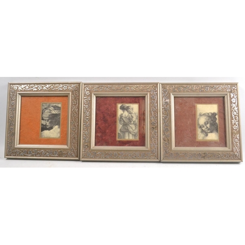 217 - A trio framed REGENCY style character prints in really nice frames 20cm square(frame sizes)