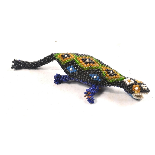 230 - WW1 Turkish Prisoner of War glass beadwork lizard.  Some bead loss to feet.