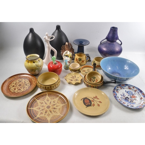 317 - Mixed selection of china to include PYPER WYND POTTERIES teaware, black vases, Venetian wall mask, b... 