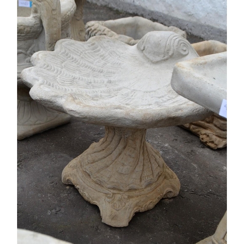 335 - Shell Bird Bath - large shell on decorative base