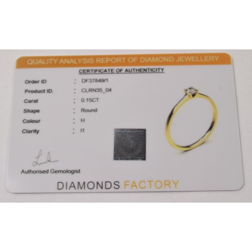 5 - DIAMOND FACTORY 375 stamped yellow gold and diamond Inset ring size M/N with insurance