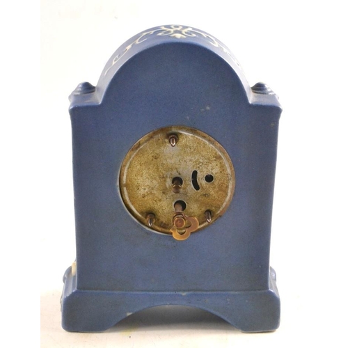 269 - A nice HIGH QUALITY vintage Jasperware style ceramic mantle clock with original wind-up mechanism