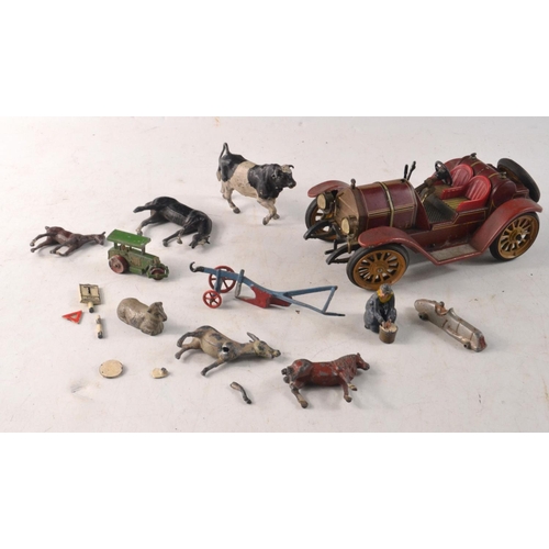 293 - VINTAGE SCHUCO MERCER type 35 j 1913 model car , no key, but in fair condition, with a selection of ... 