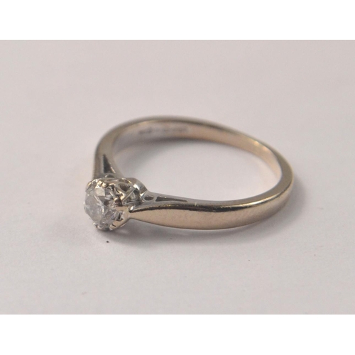 4 - STUNNING!  18ct stamped with platinum setting diamond .25ct approx ring size I