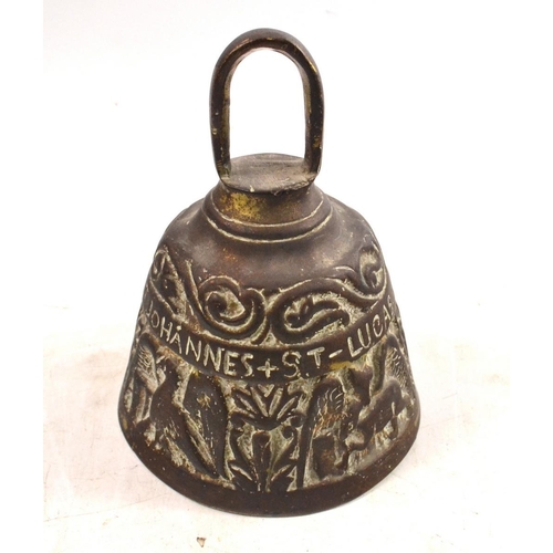 125 - Antique religious brass bell with the names of the four evangelists/apostles