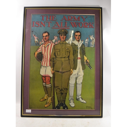 299 - THE ARMY ISN'T ALL WORK large framed poster by GRAHAM SIMMONZ