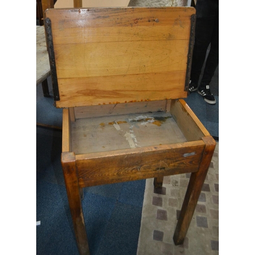 373 - Vintage school desk 'straight from the school' in nice condition complete with 'ink well'