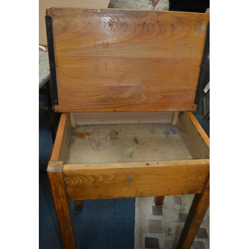 374 - Vintage school desk 'straight from the school' in nice condition complete with 'ink well'