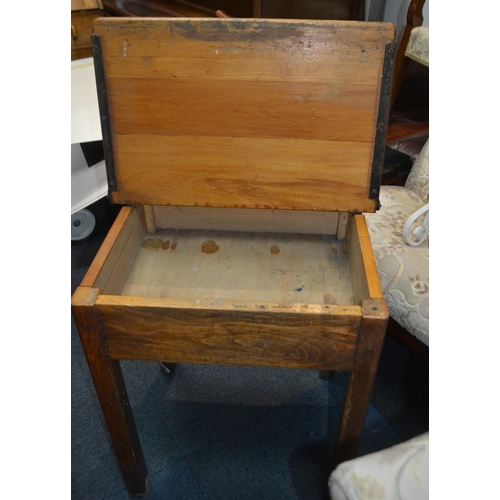 375 - Vintage school desk 'straight from the school' in nice condition complete with 'ink well'