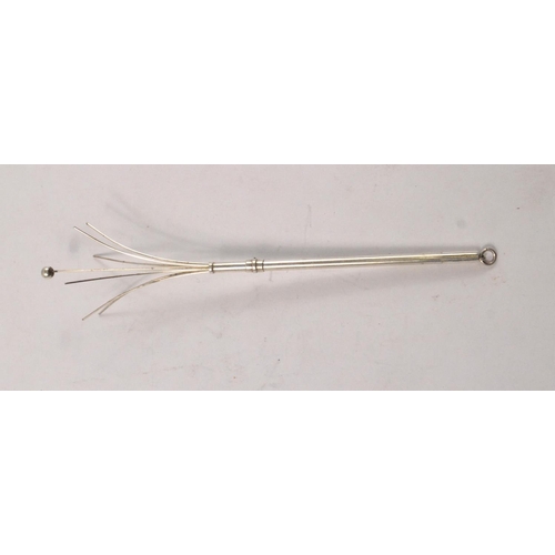 39 - NICE EXAMPLE! A silver Hallmarked ART DECO swizzle stick used to help 'reduce the bubbles darling' !... 